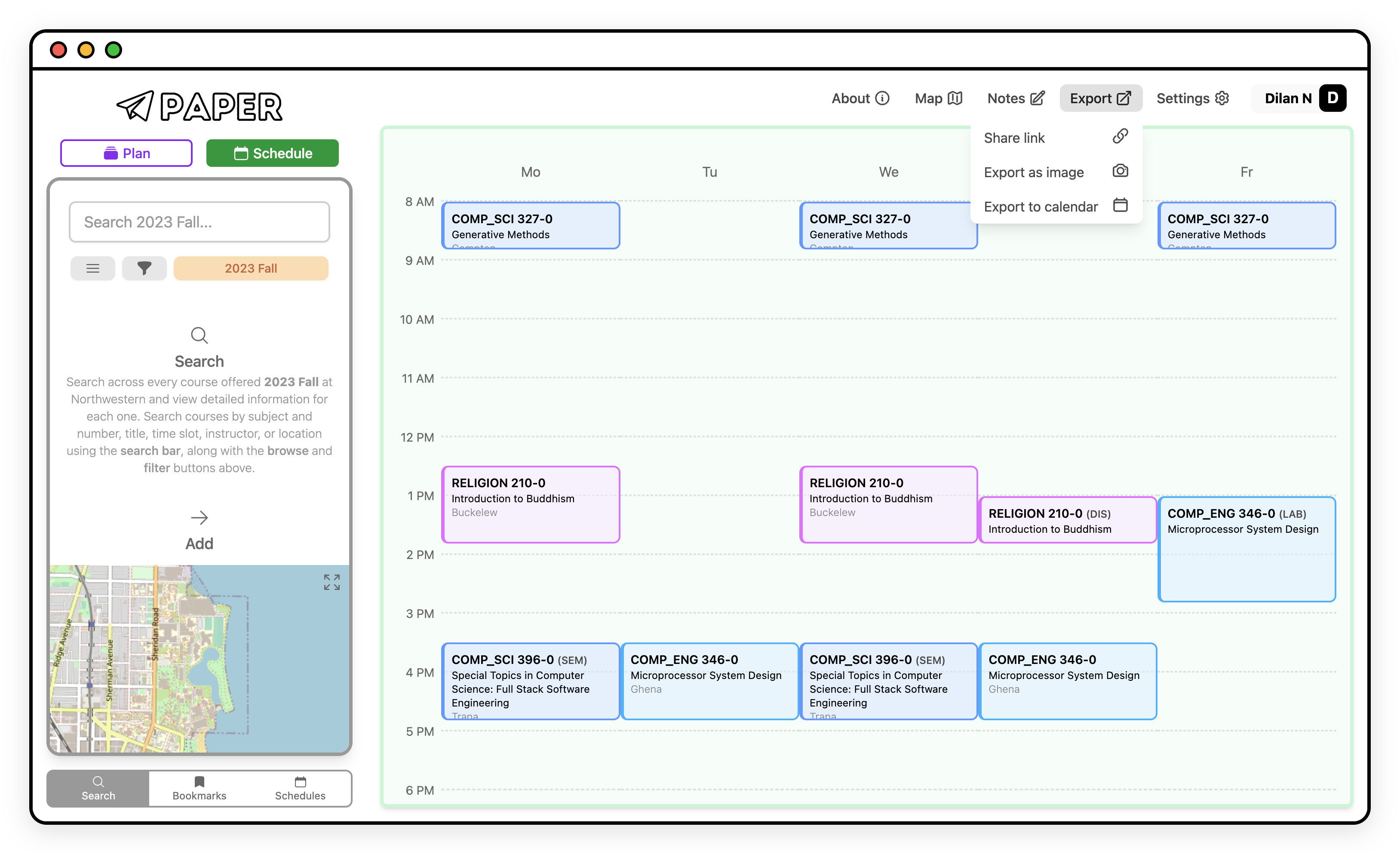 Sharing a plan or schedule